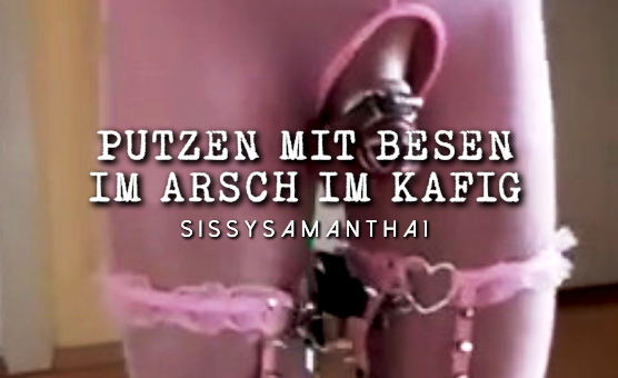 Putzaen Mit Besen Im Arsch Im Kafig