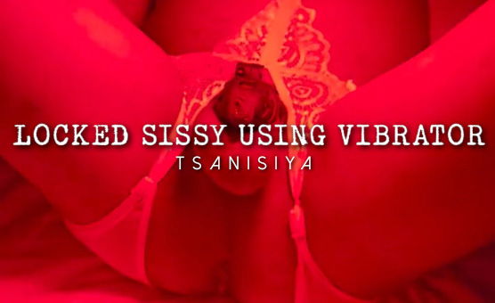 Locked Sissy Using Vibrator