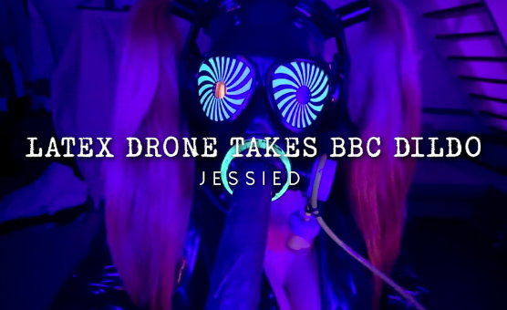 Latex Drone Takes BBC Dildo